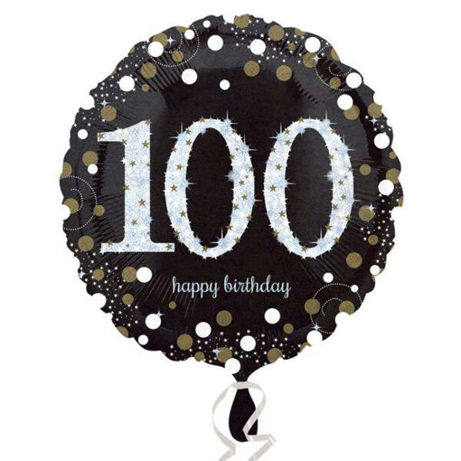 Picture of 100 HAPPY BIRTHDAY BLACK FOIL BALLOON 18INCH